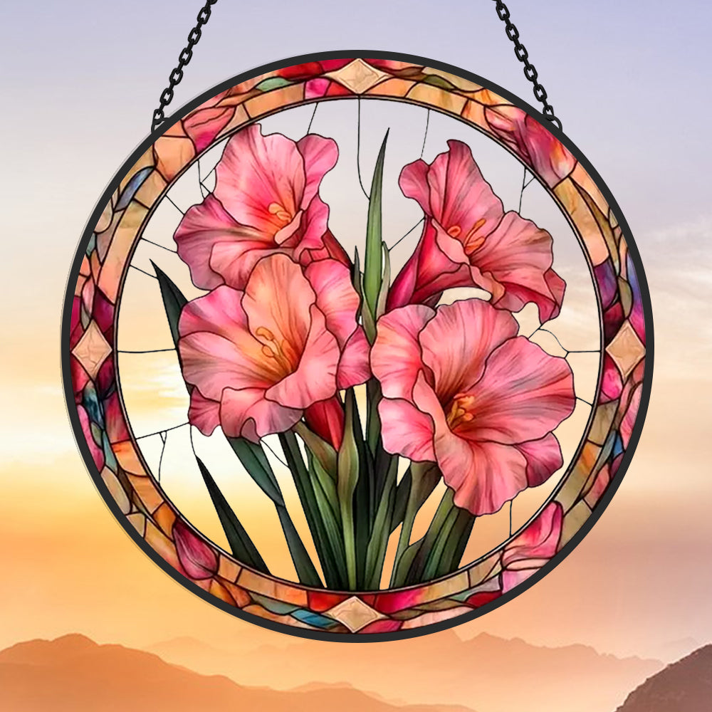 Flower Sun Catcher Decoration Stained Glass Window Hanging