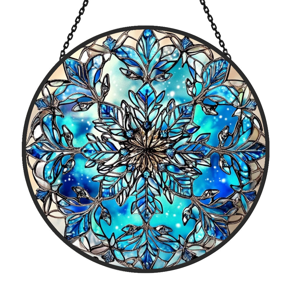 Gorgeous Snowflake Sun Catcher Decoration Stained Glass Window Hanging