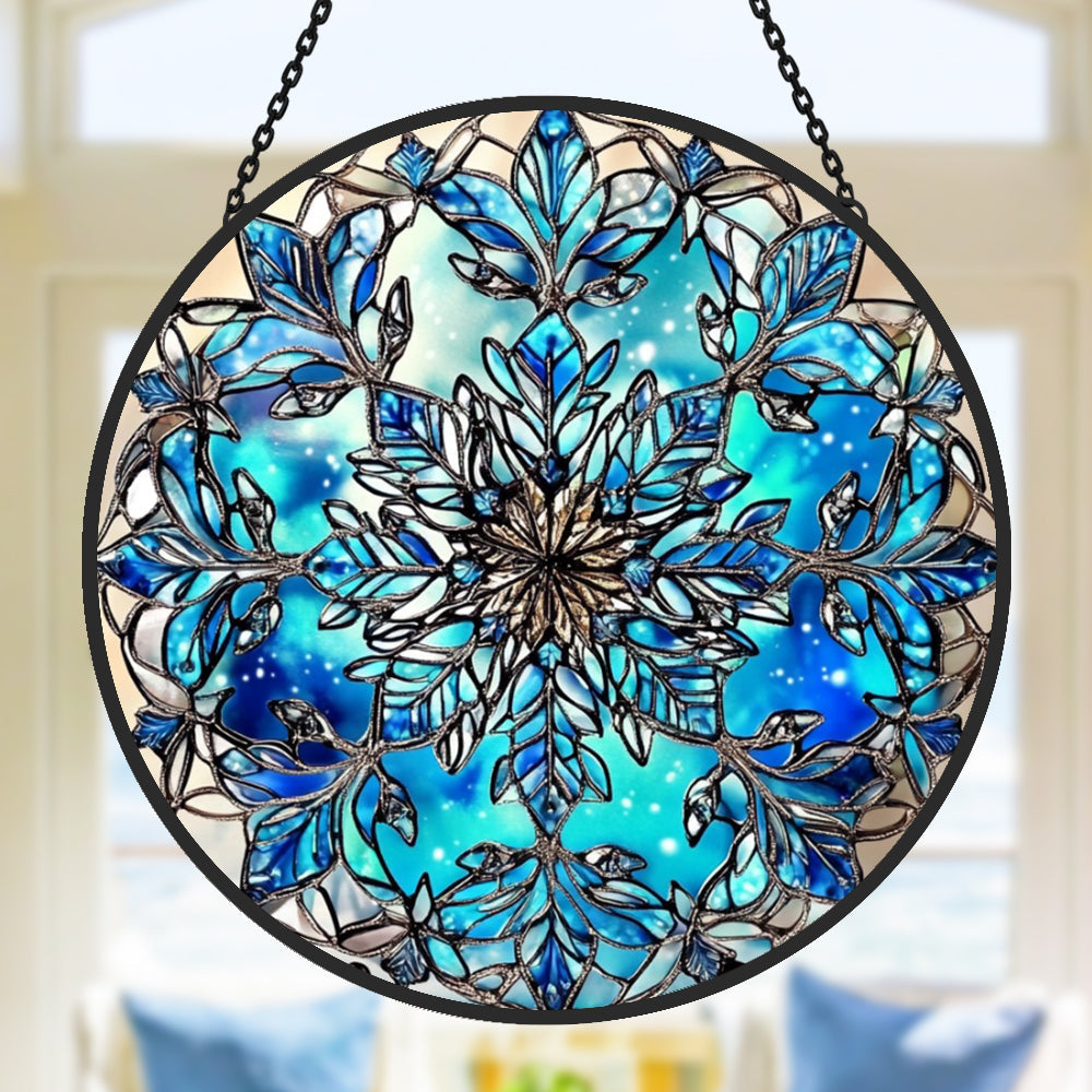 Gorgeous Snowflake Sun Catcher Decoration Stained Glass Window Hanging