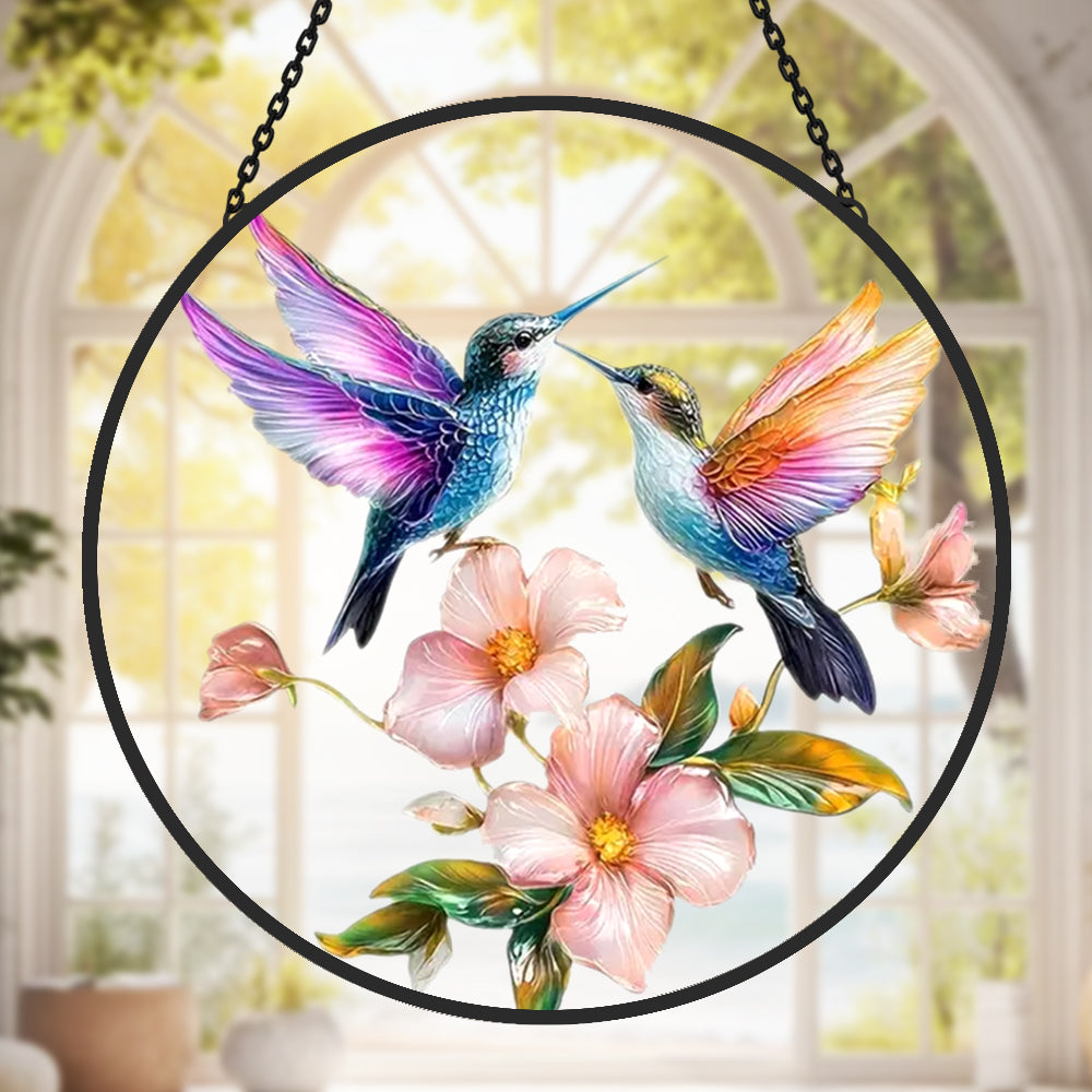 Hummingbird Sun Catcher Decoration Stained Glass Window Hanging