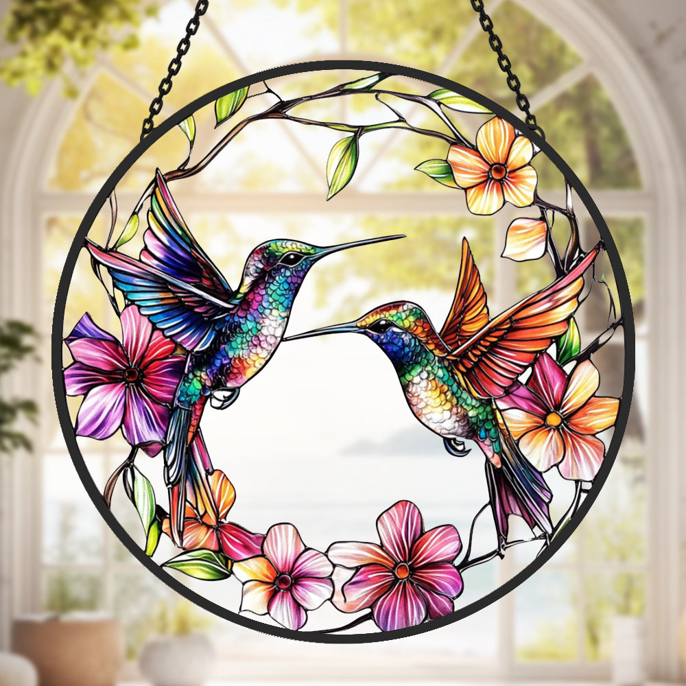 Hummingbird Sun Catcher Decoration Stained Glass Window Hanging