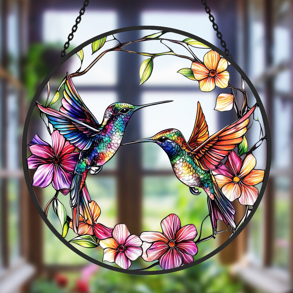 Hummingbird Sun Catcher Decoration Stained Glass Window Hanging