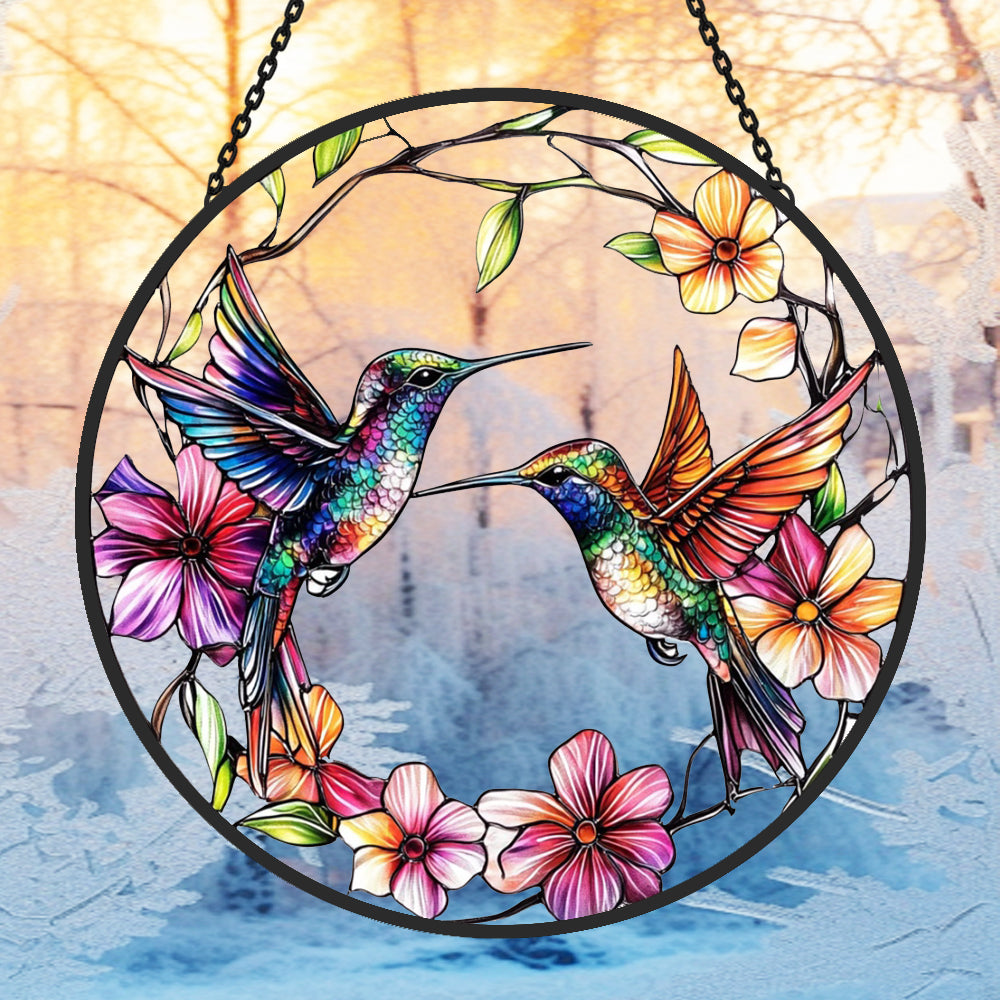 Hummingbird Sun Catcher Decoration Stained Glass Window Hanging
