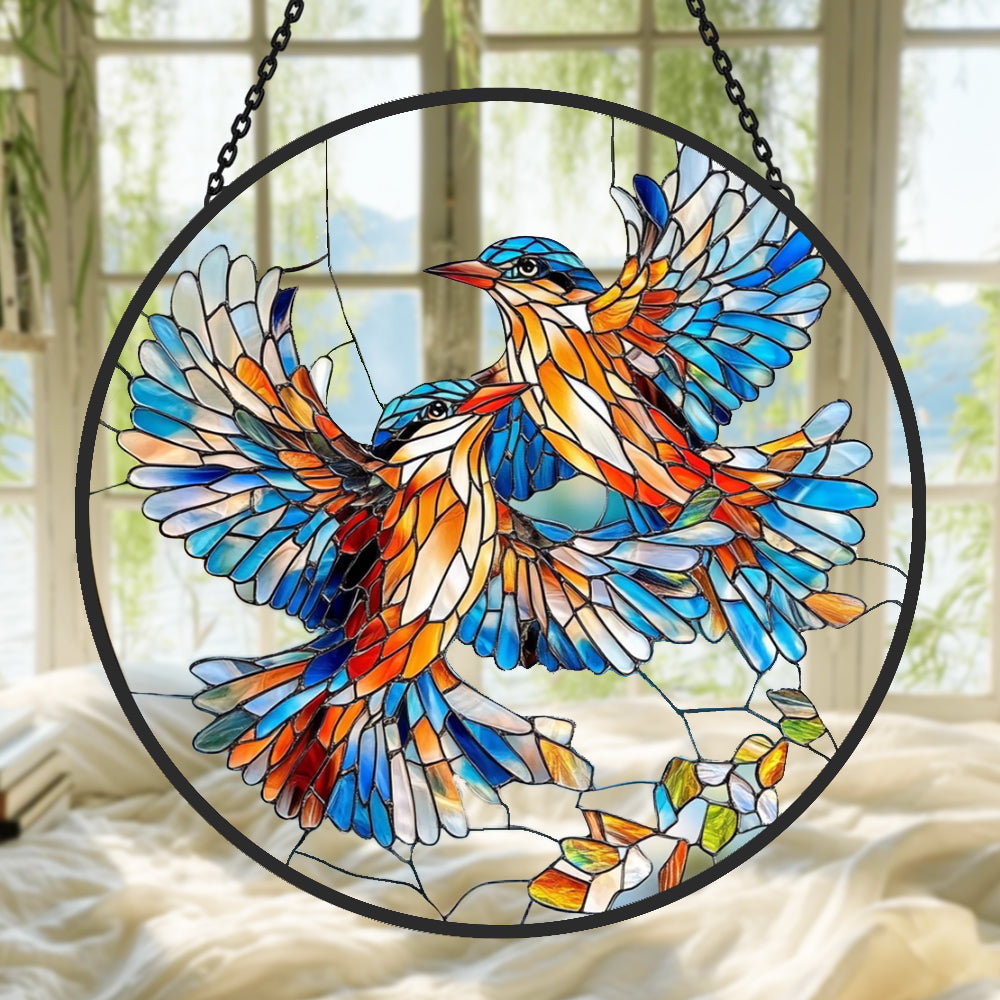 Hummingbird Sun Catcher Decoration Stained Glass Window Hanging