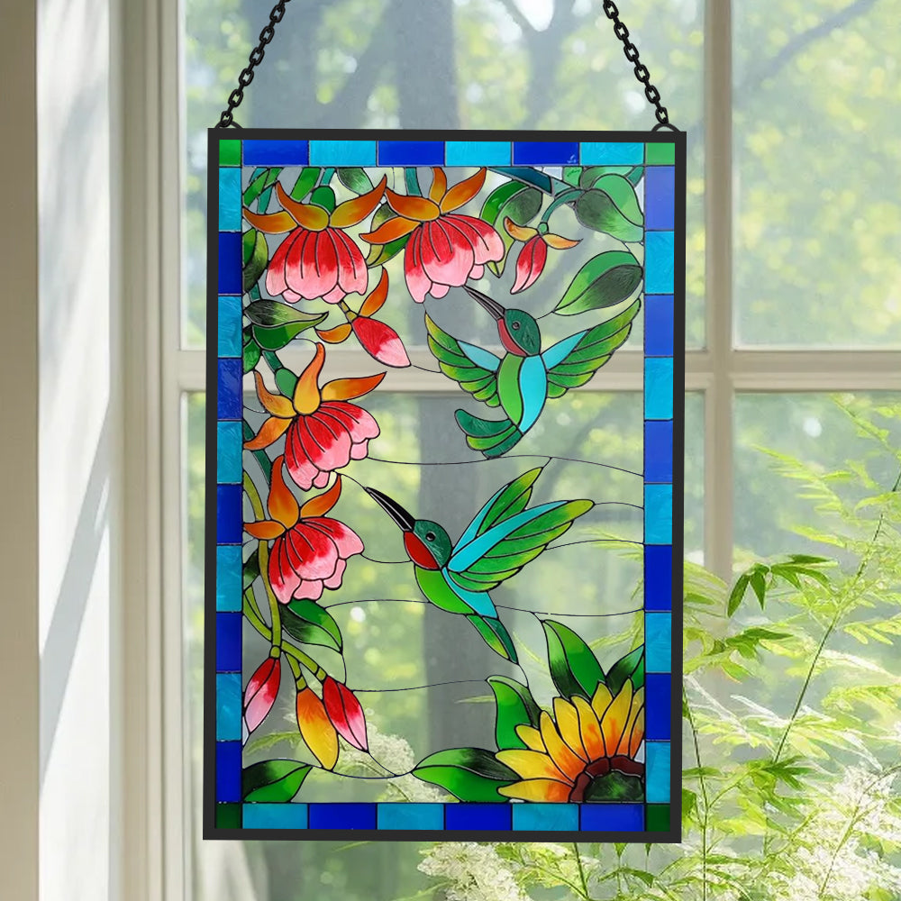 Hummingbird Sun Catcher Decoration Stained Glass Window Hanging