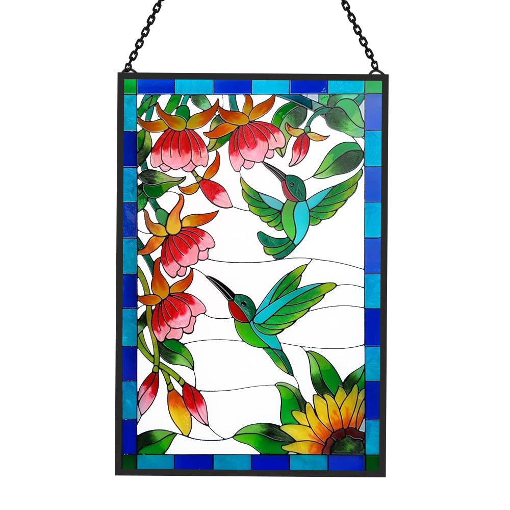 Hummingbird Sun Catcher Decoration Stained Glass Window Hanging