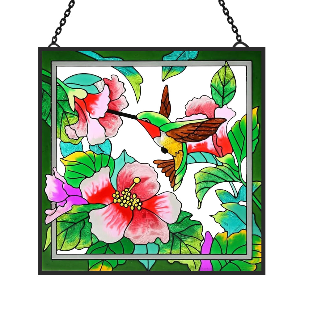 Hummingbird Sun Catcher Decoration Stained Glass Window Hanging