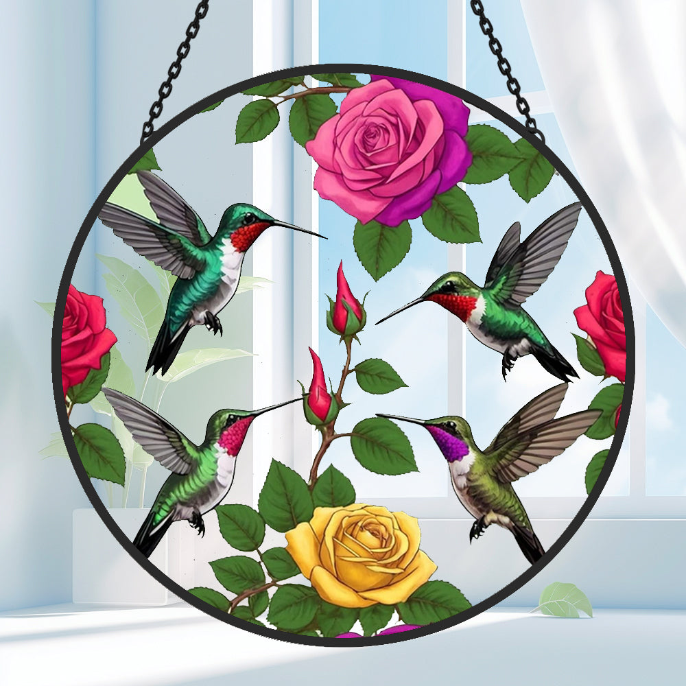 Hummingbird Sun Catcher Decoration Stained Glass Window Hanging
