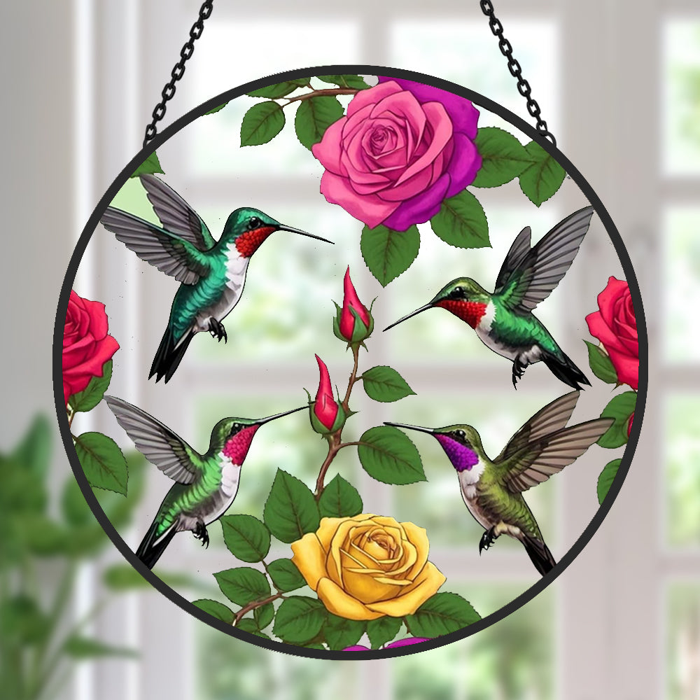 Hummingbird Sun Catcher Decoration Stained Glass Window Hanging
