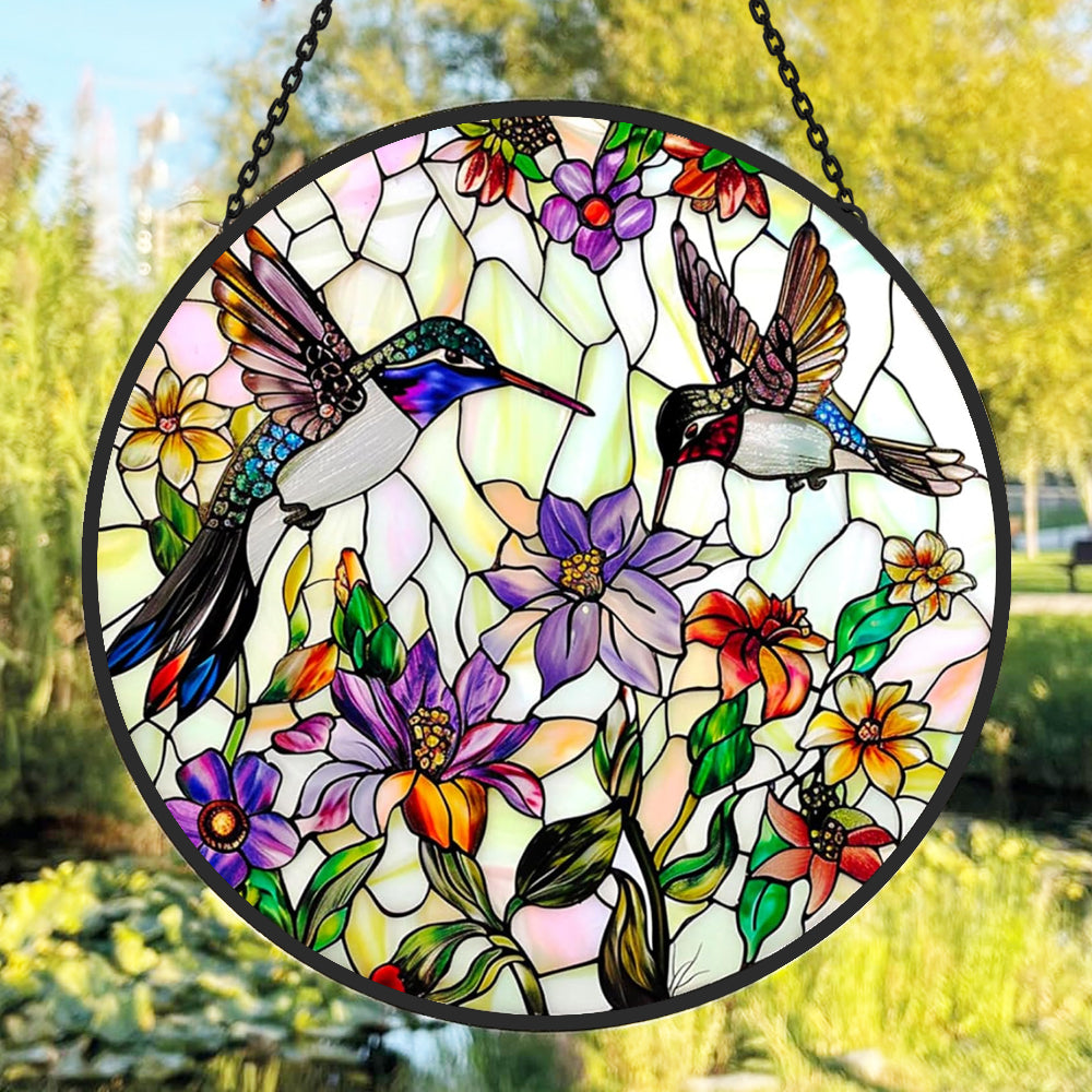 Hummingbird Sun Catcher Decoration Stained Glass Window Hanging