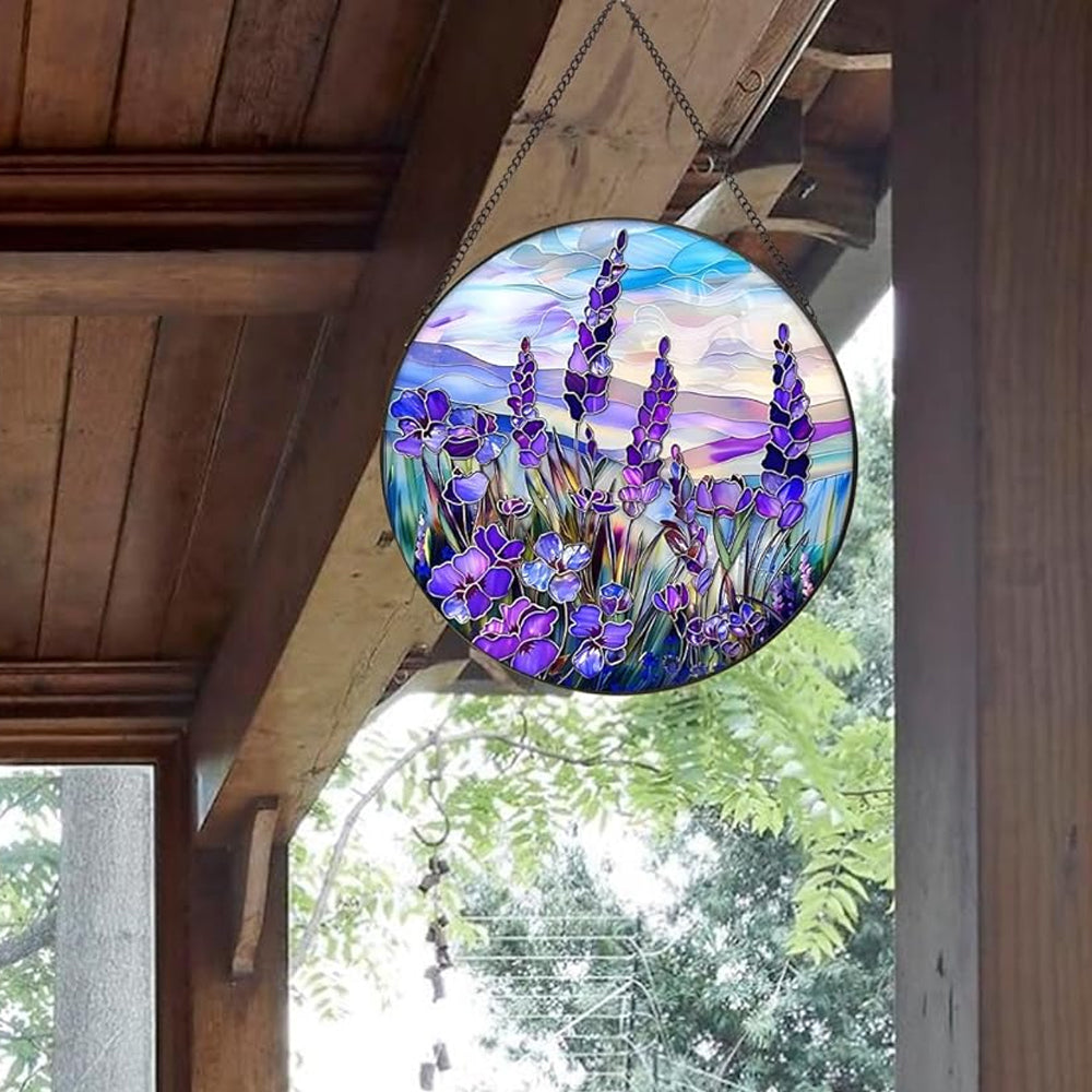 Lavender Sun Catcher Decoration Stained Glass Window Hanging