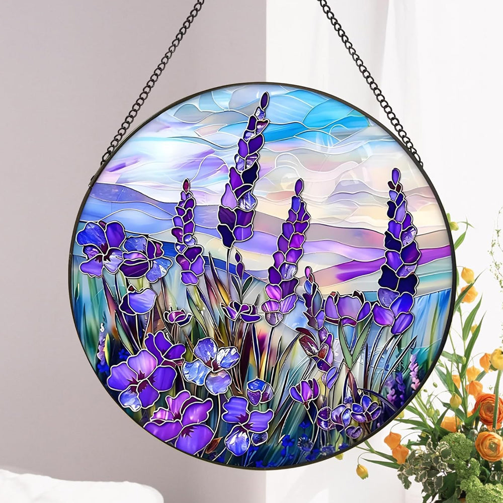 Lavender Sun Catcher Decoration Stained Glass Window Hanging