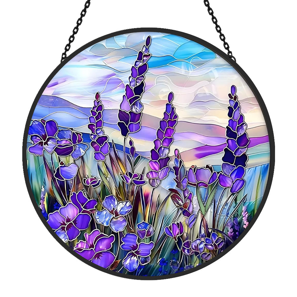 Lavender Sun Catcher Decoration Stained Glass Window Hanging