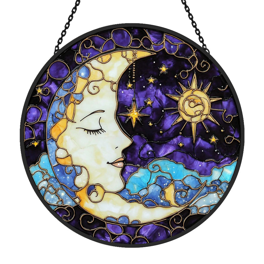 Moon Goddess Sun Catcher Decoration Stained Glass Window Hanging