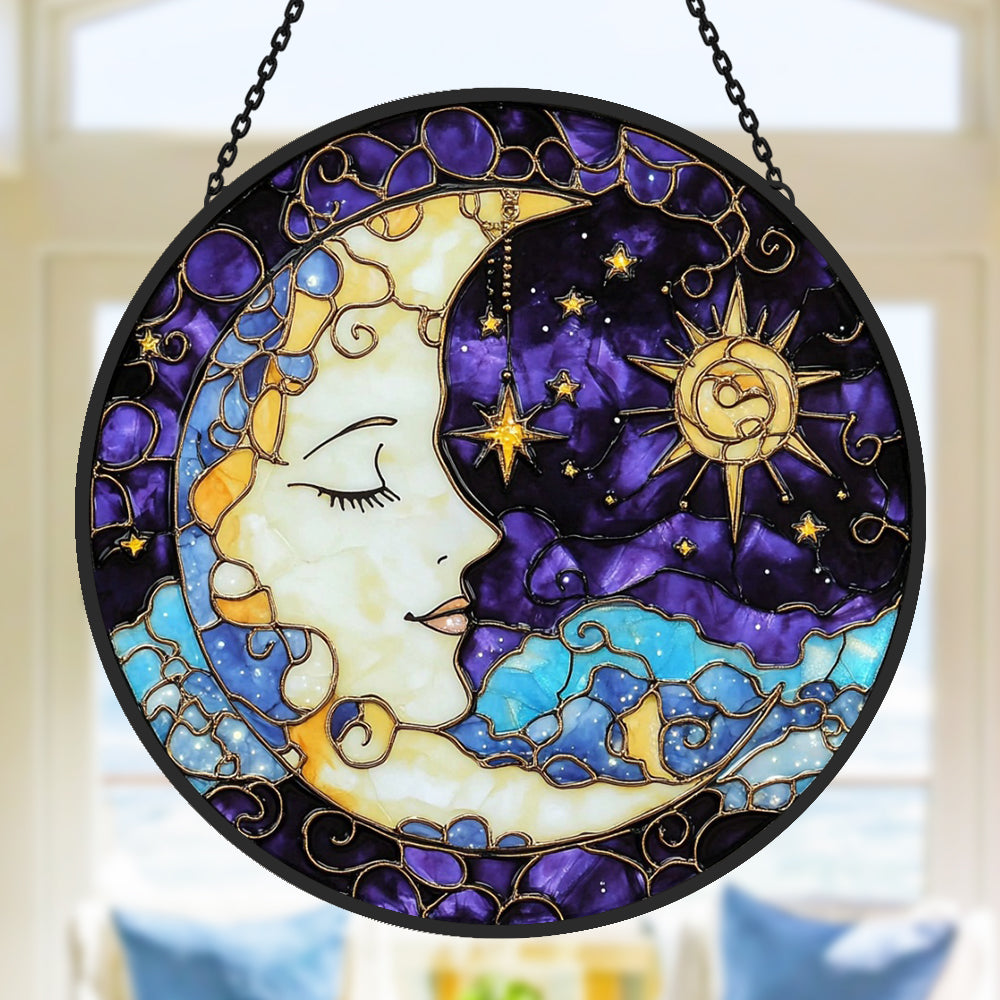 Moon Goddess Sun Catcher Decoration Stained Glass Window Hanging