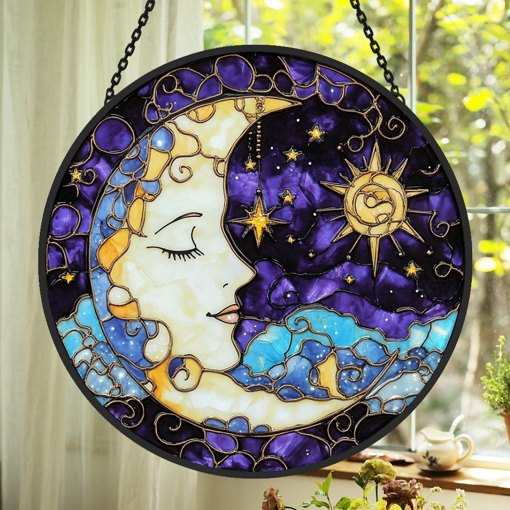 Moon Goddess Sun Catcher Decoration Stained Glass Window Hanging