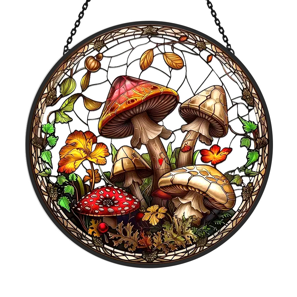 Mushroom Sun Catcher Decoration Stained Glass Window Hanging
