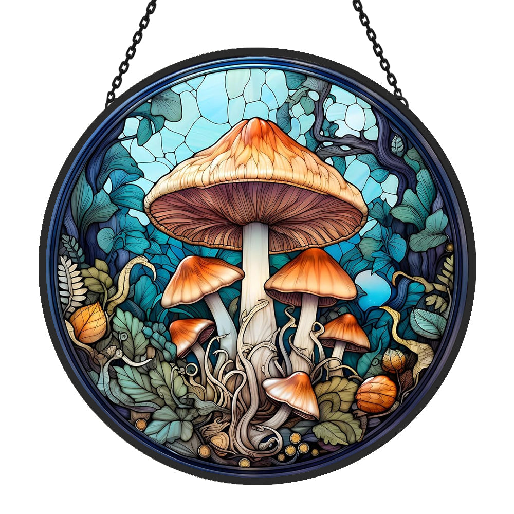 Mushroom Sun Catcher Decoration Stained Glass Window Hanging