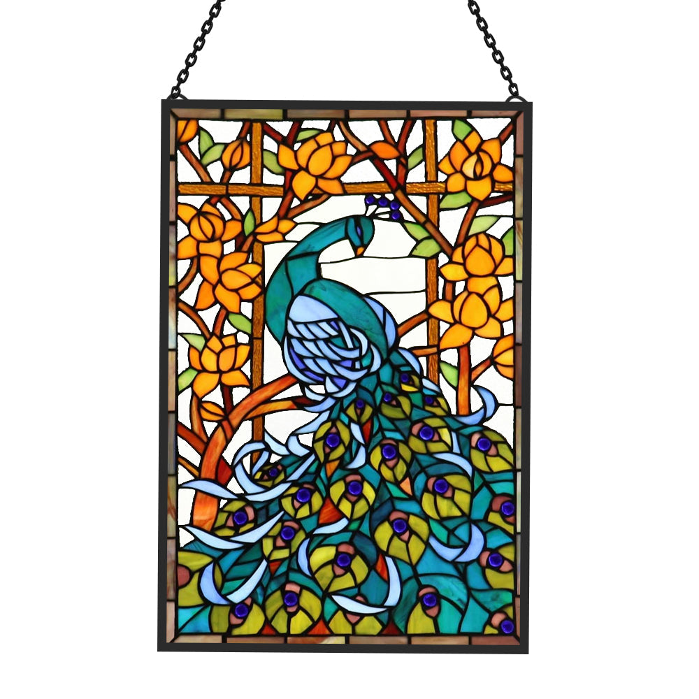 Peacock Sun Catcher Decoration Stained Glass Window Hanging