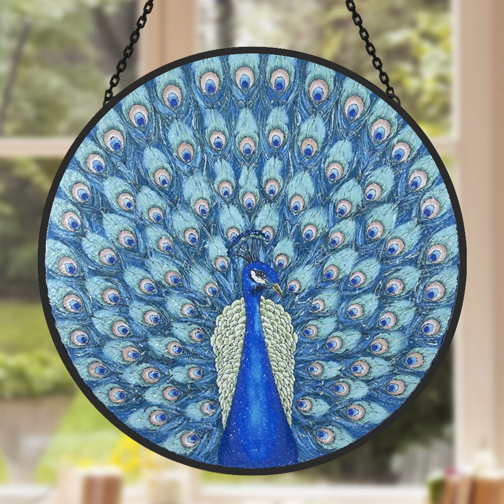 Peacock Sun Catcher Decoration Stained Glass Window Hanging