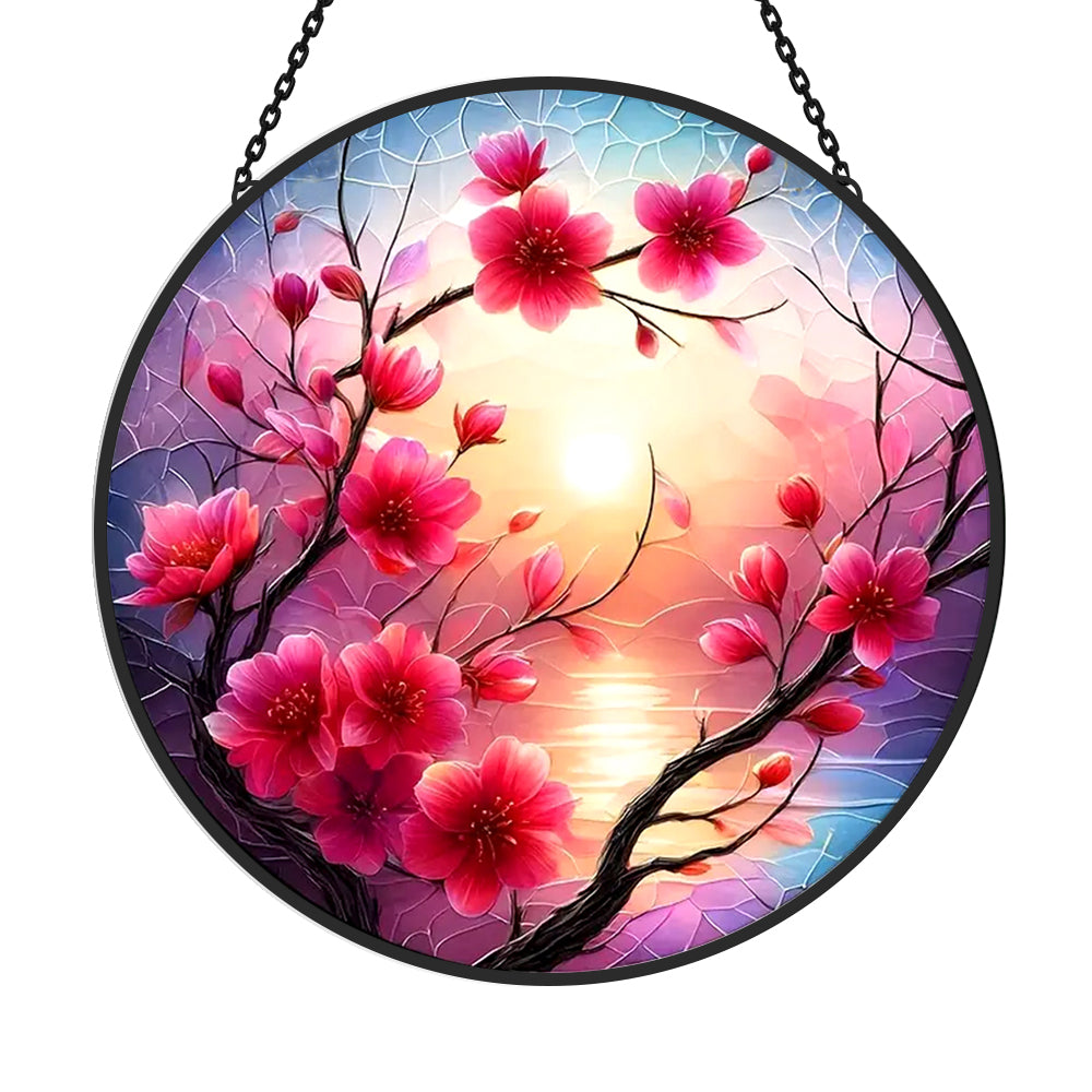 Plum Blossom Sun Catcher Decoration Stained Glass Window Hanging