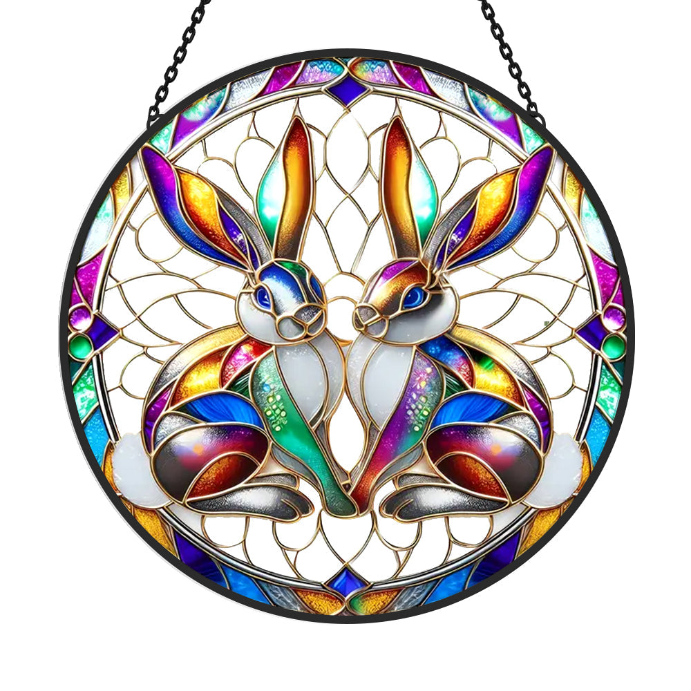 Rabbit Sun Catcher Decoration Stained Glass Window Hanging