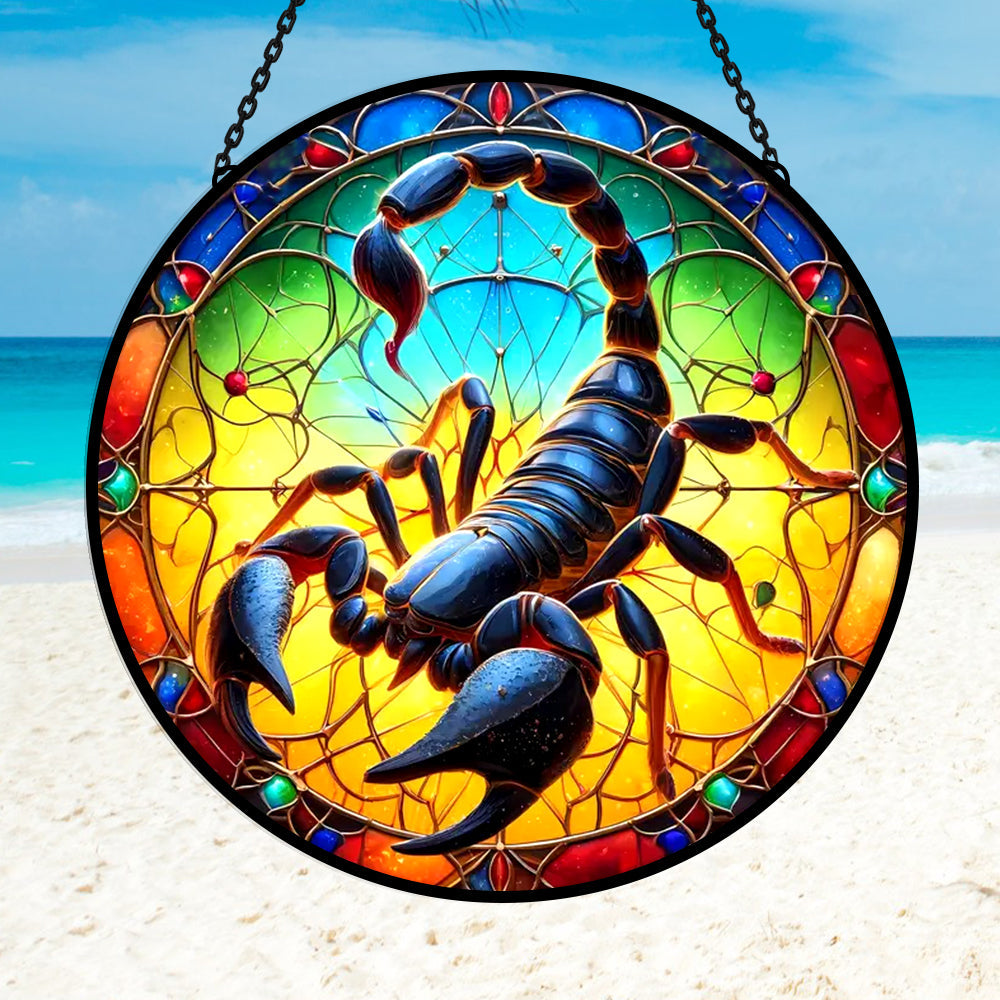 Scorpio Sun Catcher Decoration Stained Glass Window Hanging