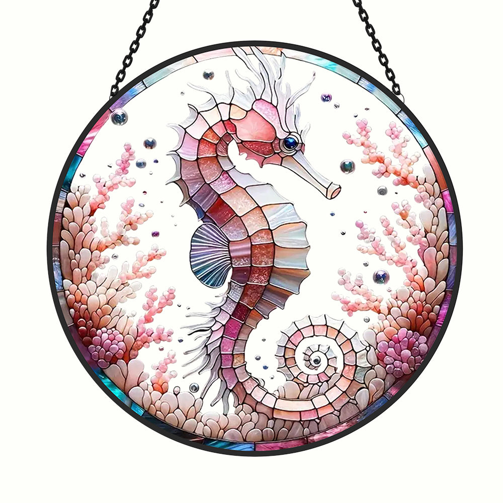 Seahorse Sun Catcher Decoration Stained Glass Window Hanging