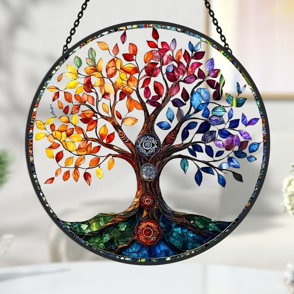 Tree of Life Sun Catcher Decoration Stained Glass Window Hanging