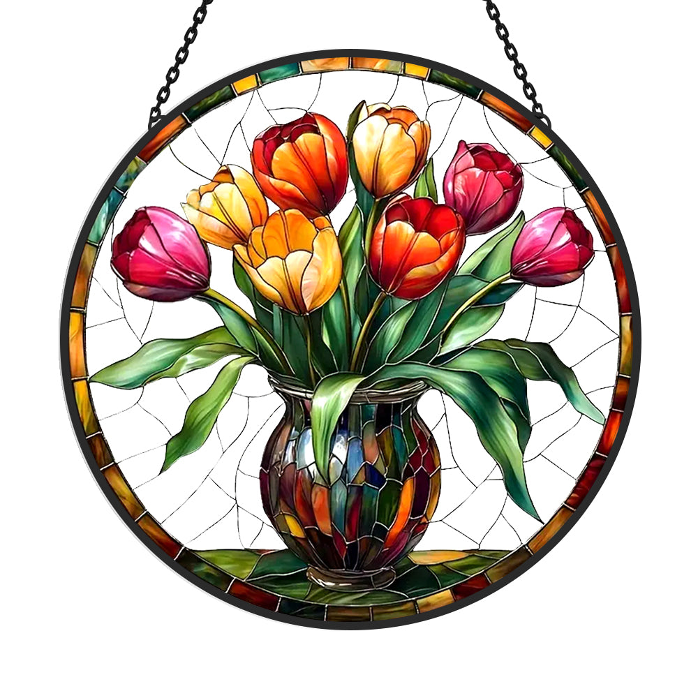 Tulip Sun Catcher Decoration Stained Glass Window Hanging
