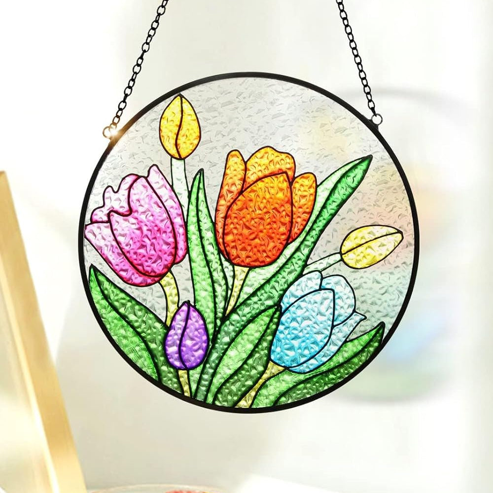 Tulip Sun Catcher Decoration Stained Glass Window Hanging