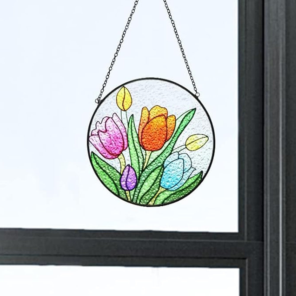Tulip Sun Catcher Decoration Stained Glass Window Hanging
