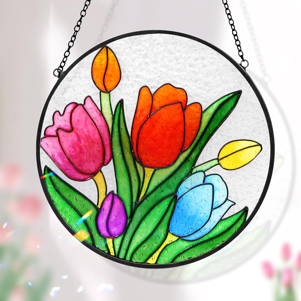Tulip Sun Catcher Decoration Stained Glass Window Hanging