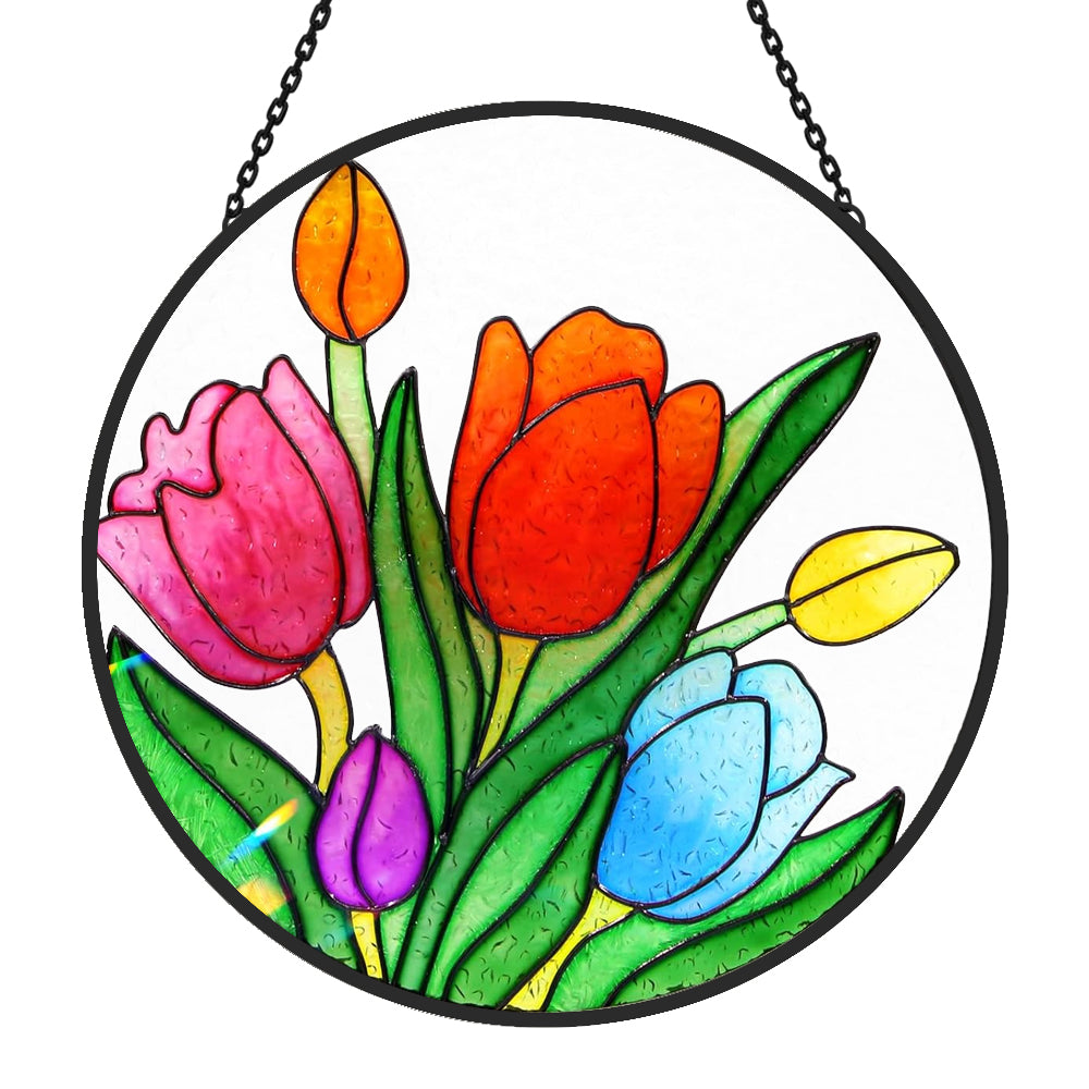 Tulip Sun Catcher Decoration Stained Glass Window Hanging