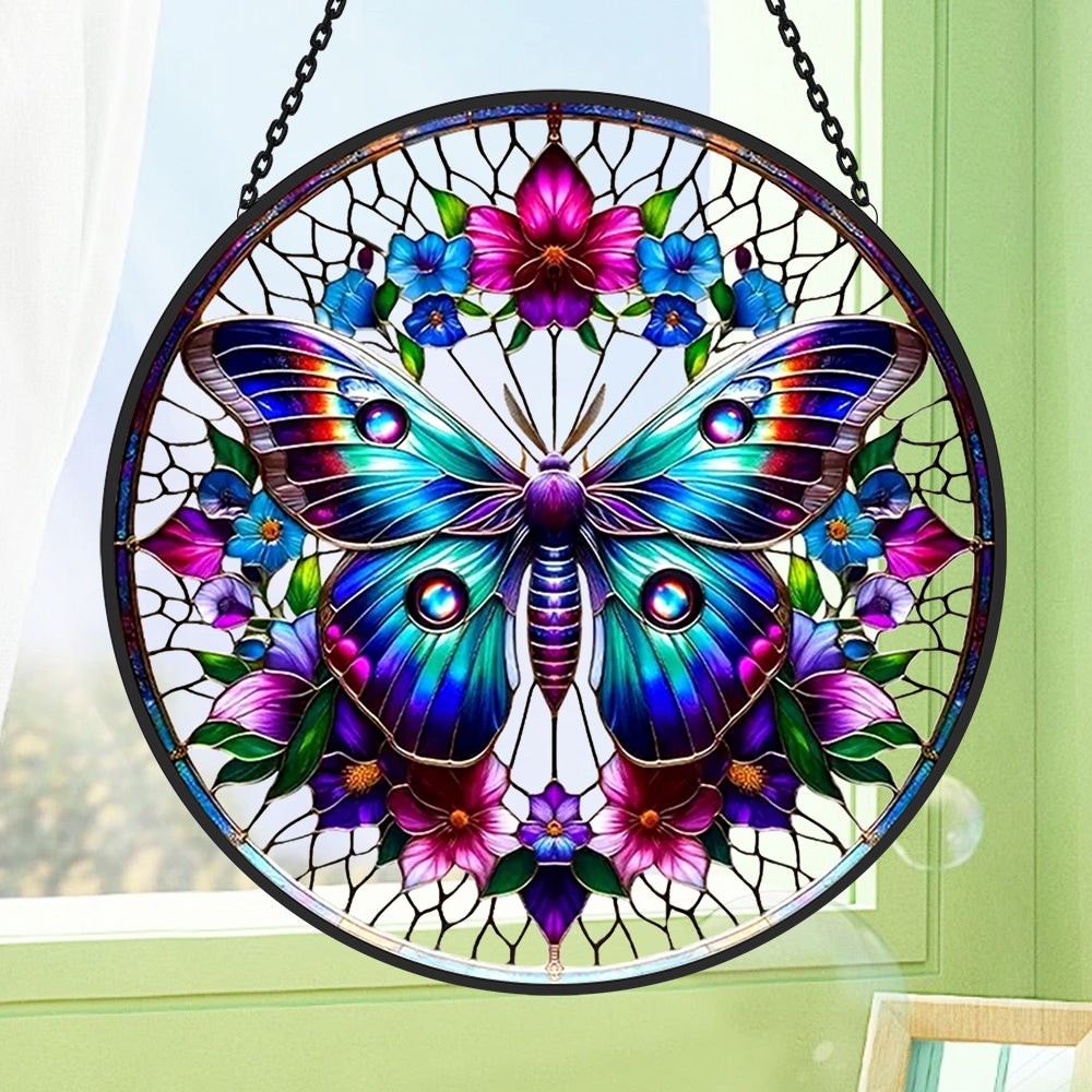 Whimsical Butterfly Sun Catcher Decoration Stained Glass Window Hanging