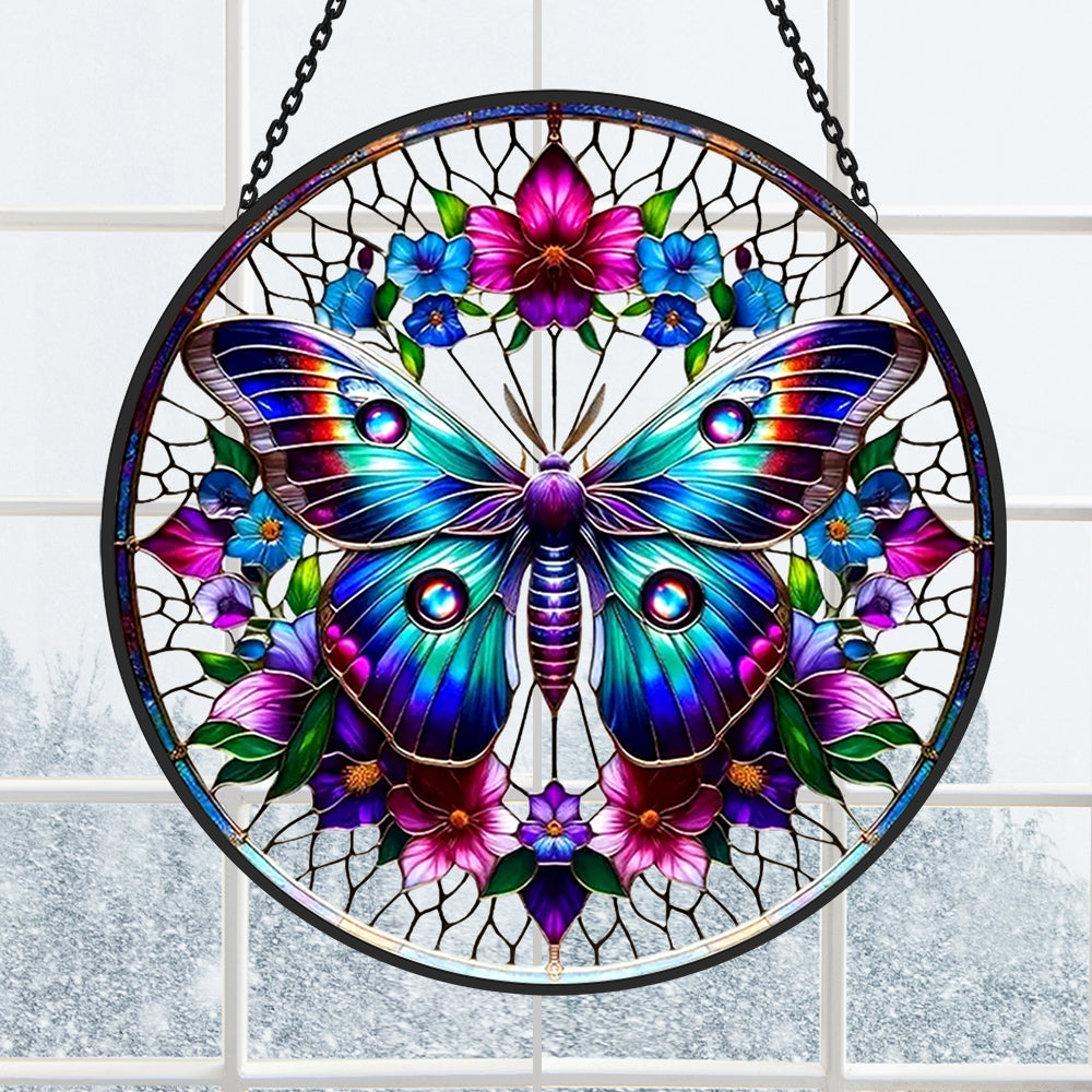 Whimsical Butterfly Sun Catcher Decoration Stained Glass Window Hanging