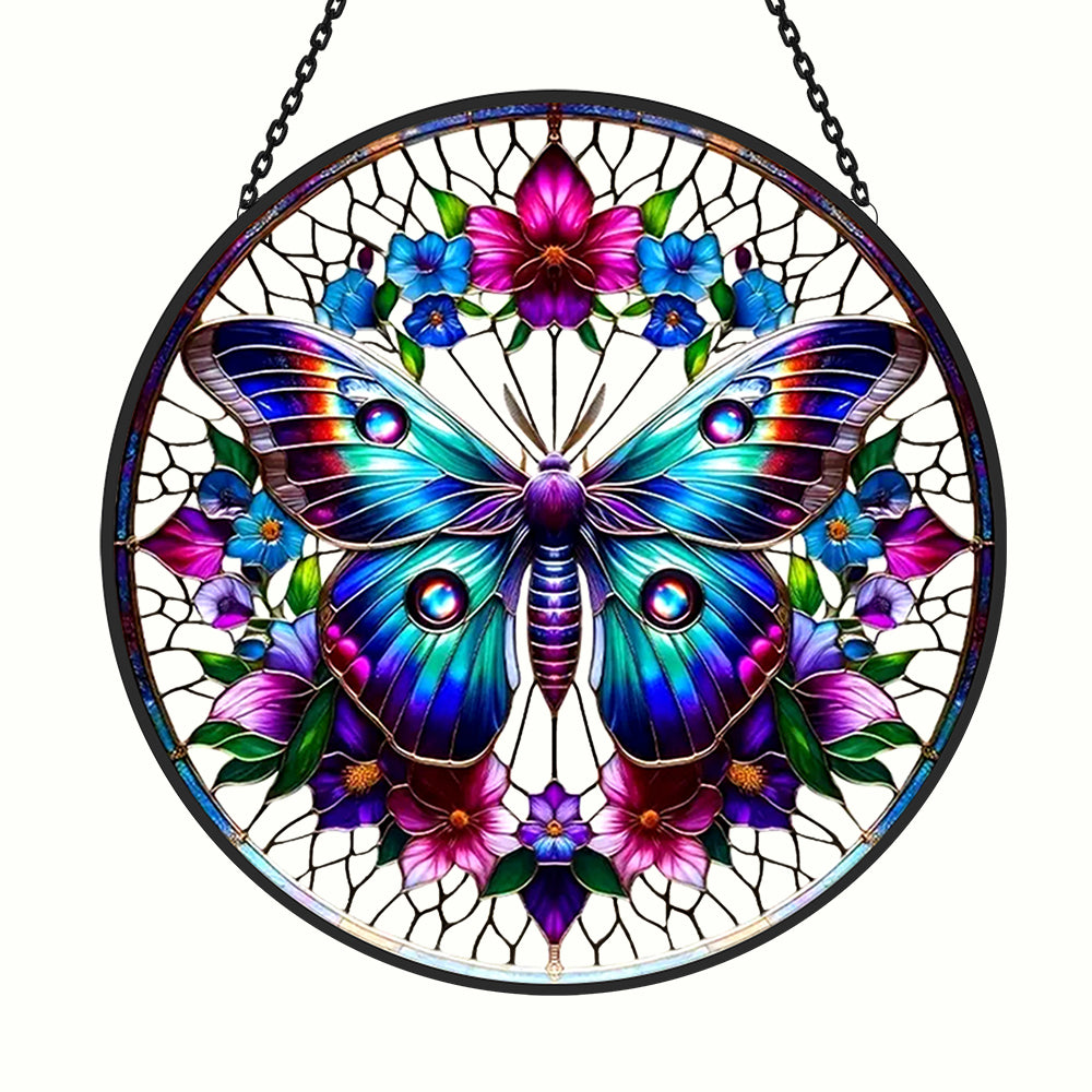 Whimsical Butterfly Sun Catcher Decoration Stained Glass Window Hanging