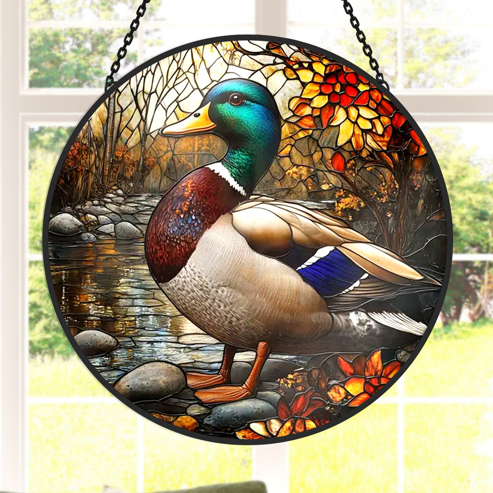 Wild Duck Sun Catcher Decoration Stained Glass Window Hanging
