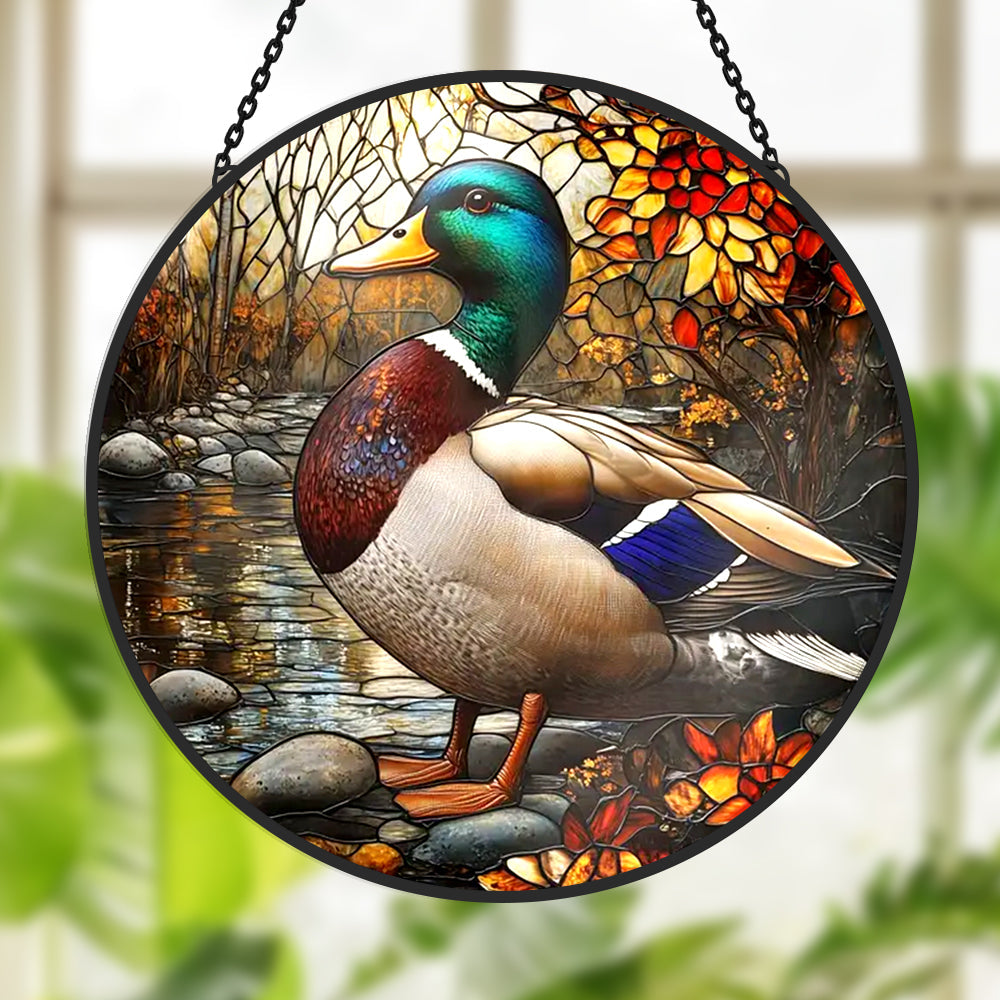 Wild Duck Sun Catcher Decoration Stained Glass Window Hanging