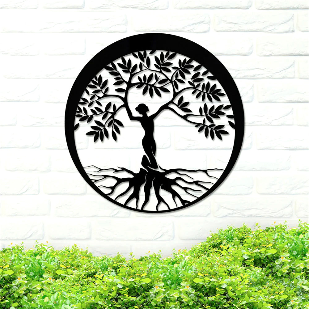 Metal Woman Tree of Life Metal Wall Art