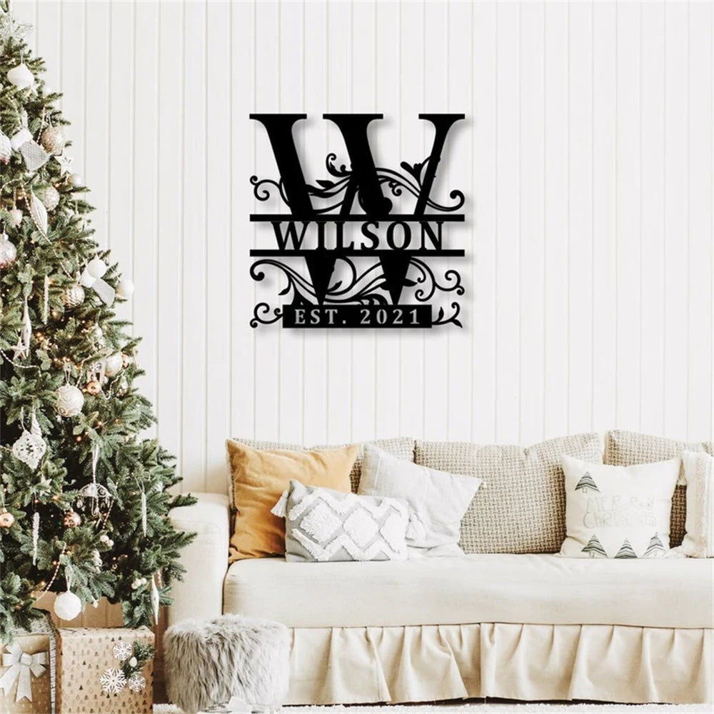 Custom Monogram Metal Name Sign for Housewarming Gift