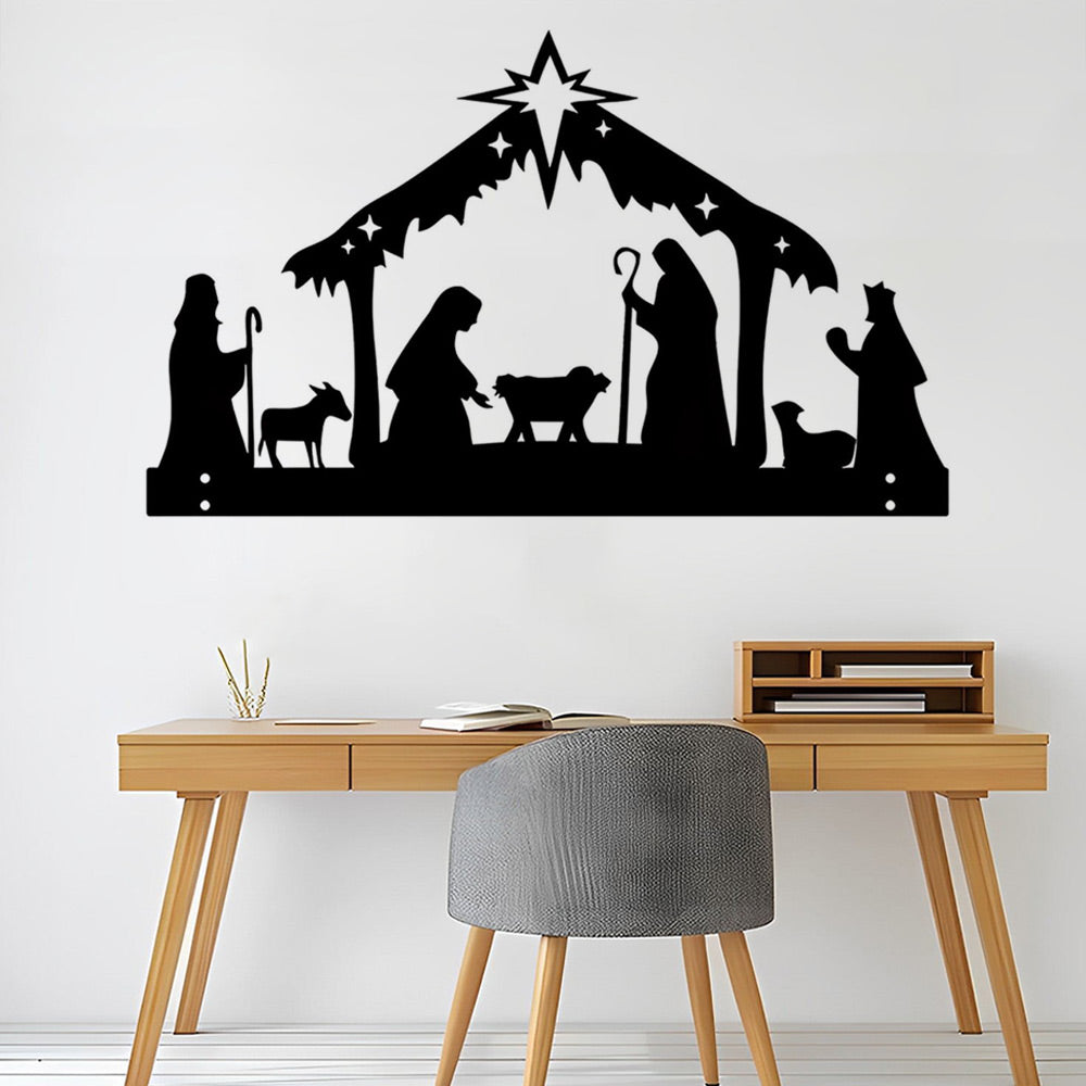 Nativity Scene Silhouette Decor Metal Markers