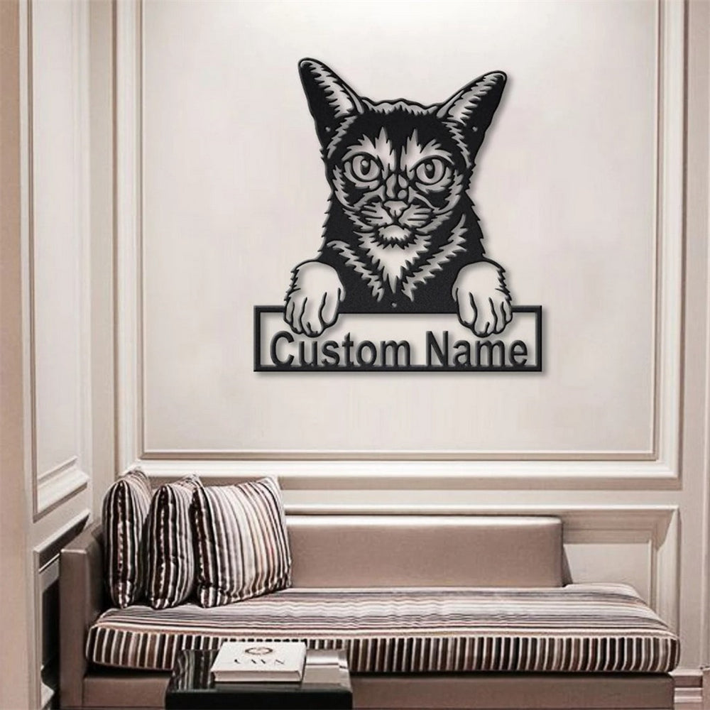 Abyssinian Cat Metal Art Personalized Metal Name Sign