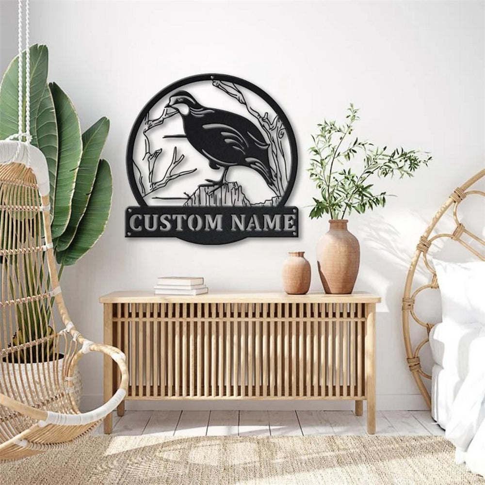 Bobwhite Bird Metal Art Personalized Metal Name Sign