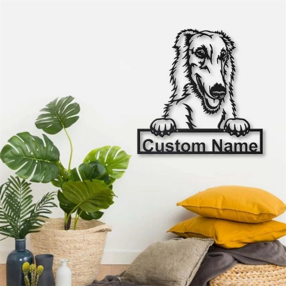 Borzoi Dog Metal Art Personalized Metal Name Sign