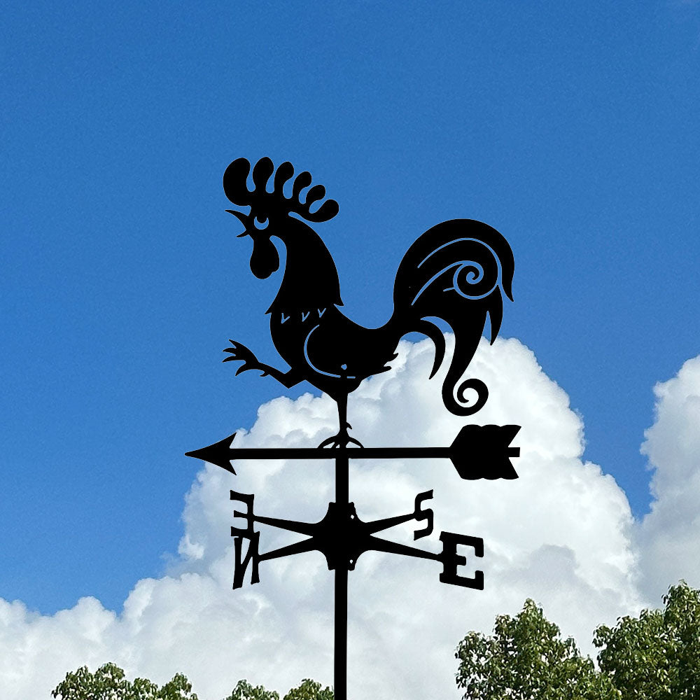 Cartoon Rooster Stainless Steel Weathervane