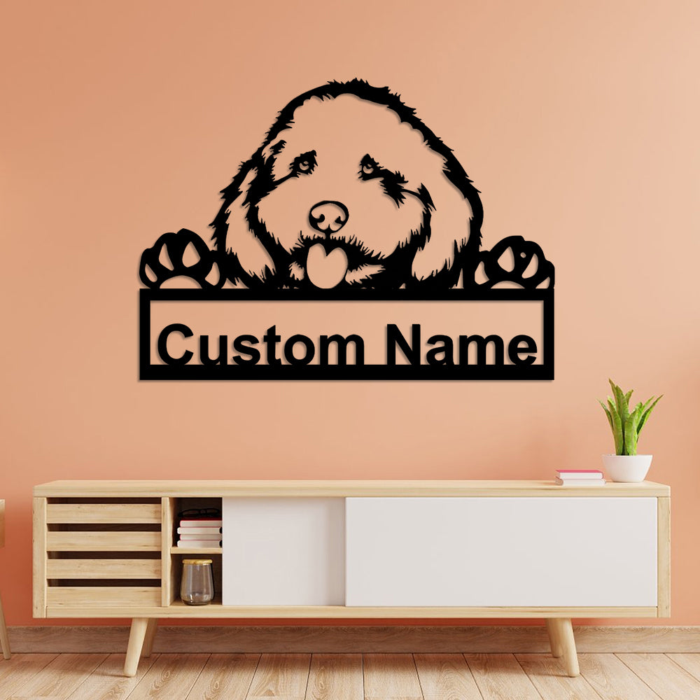 Cockapoo Dog Metal Art Personalized Metal Name Sign