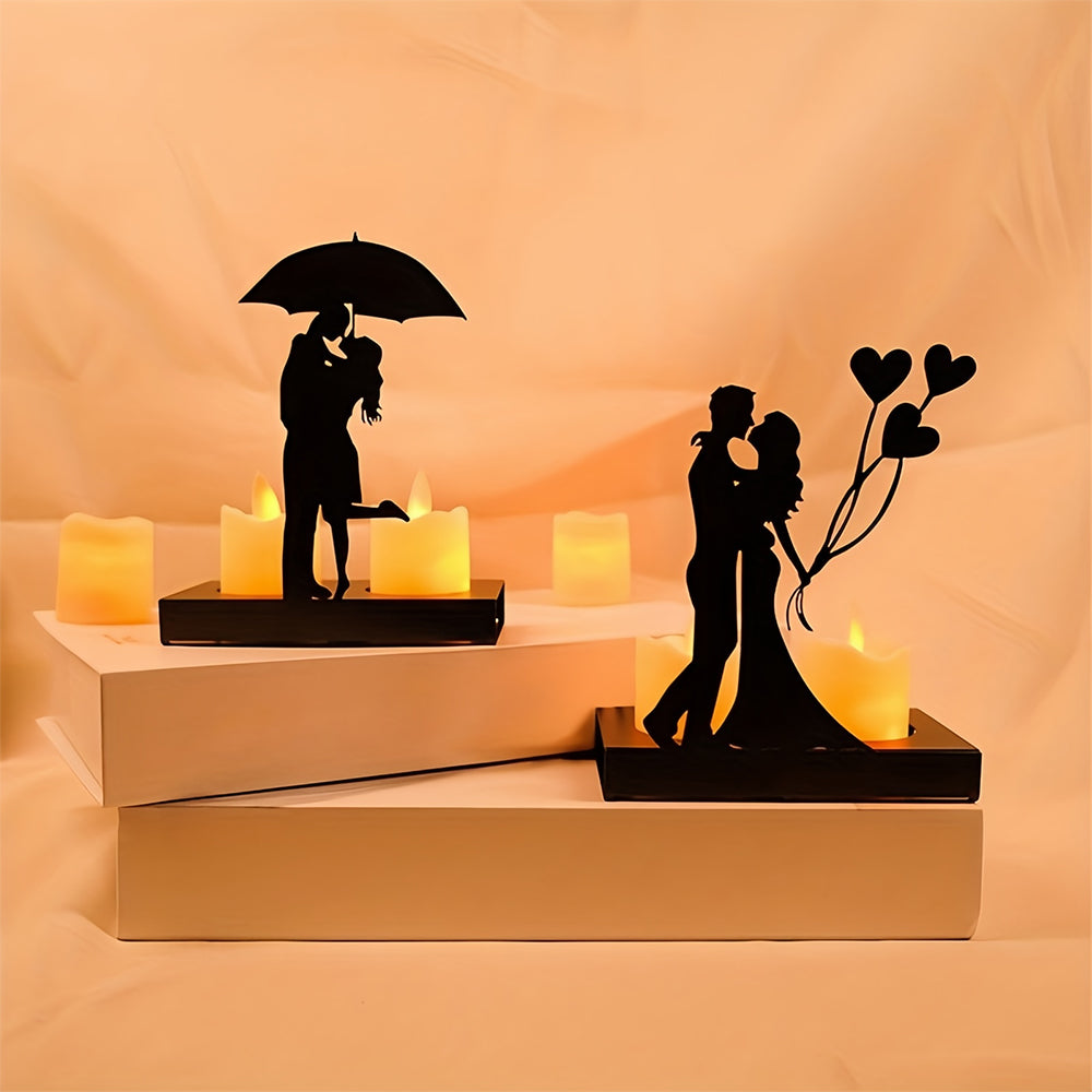 Couple Silhouette Candle Holder Metal Decorative