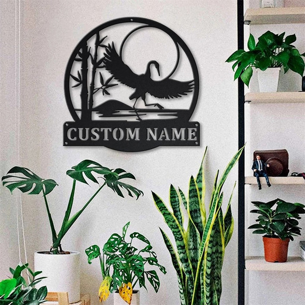 Cranes Metal Art Personalized Metal Name Sign