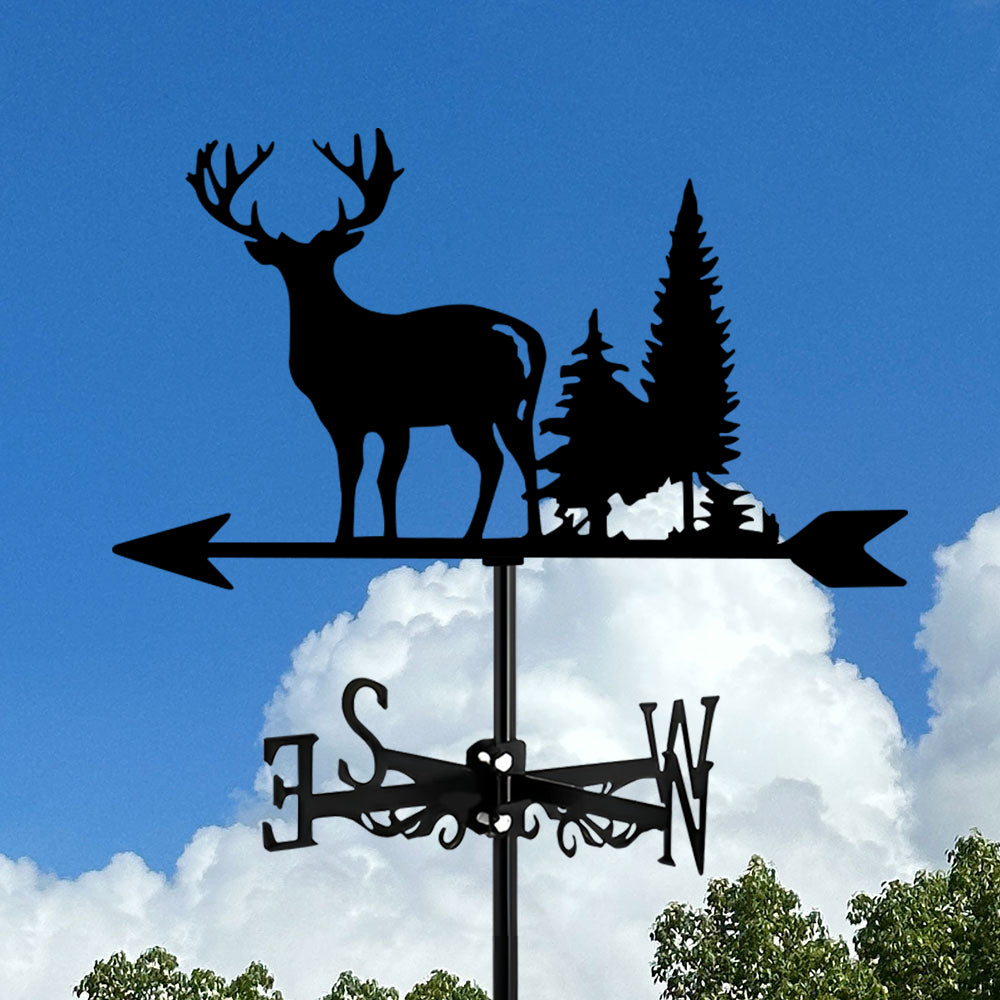 Reindeer and Forest Stainless Steel Weathervane